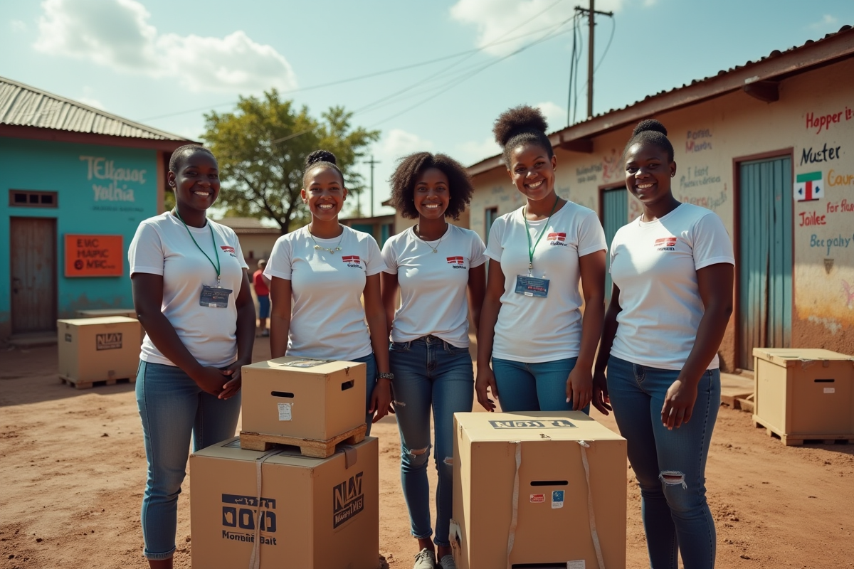 Groupe d aidants internationaux dans un centre de secours
