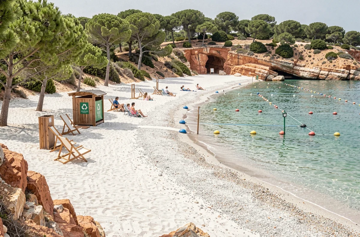 Plage aménagée et organisée du Rayol Canadel avec nouvelles infrastructures écologiques et zones de baignade délimitées en 2026