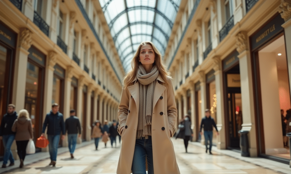 Femme parisienne élégante dans un hall de grand magasin