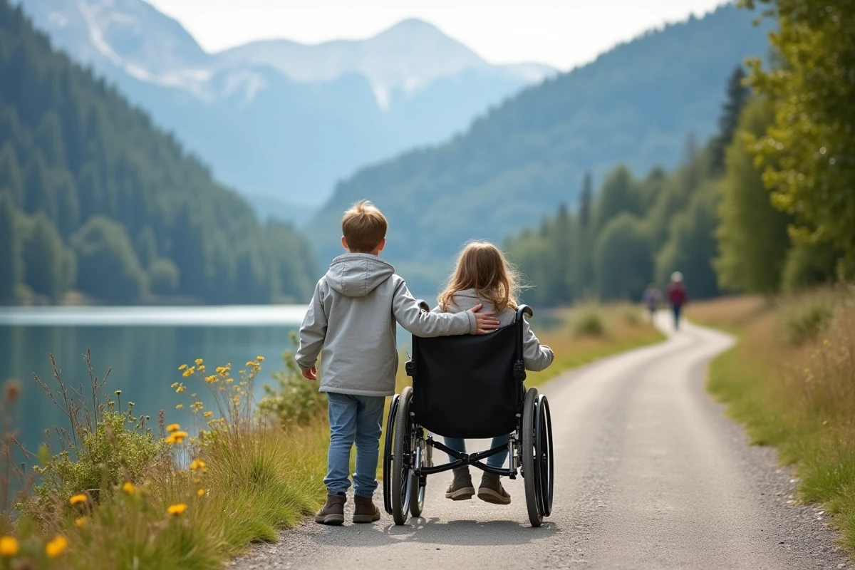 Frères et sœurs regardant le lac de Gérardmer