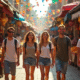 Groupe de touristes explorant un marché à Bangkok
