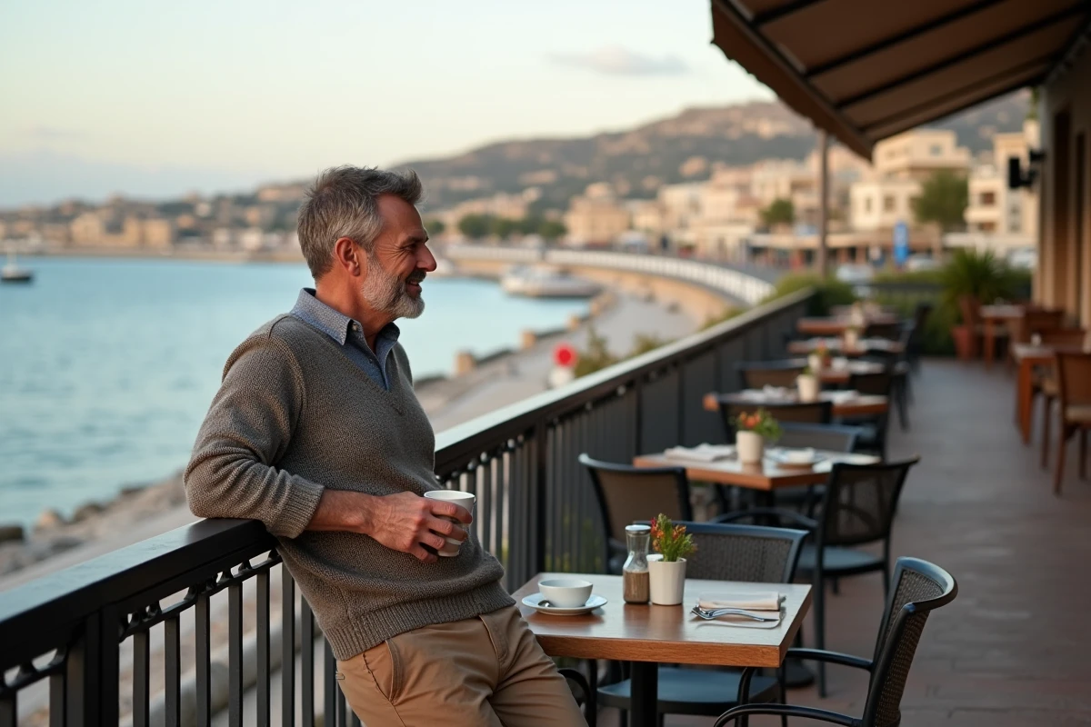Homme au café à St Julian