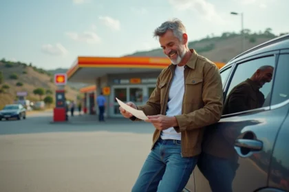 Homme français souriant près de sa voiture au Dancharia