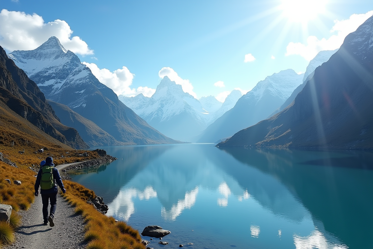 Paysage montagneux avec lac en Nouvelle Zélande