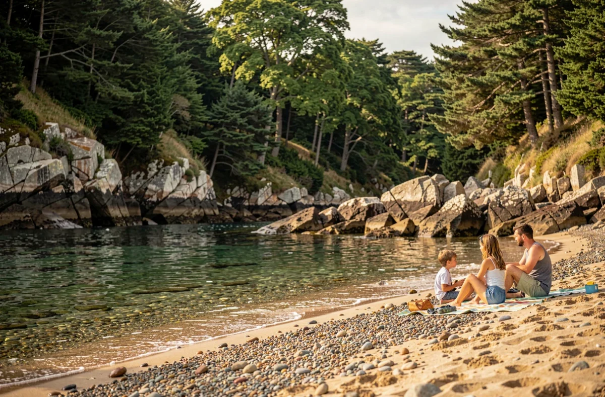 La plage du Ris à Douarnenez, une crique abritée entre rochers de granit et végétation bretonne