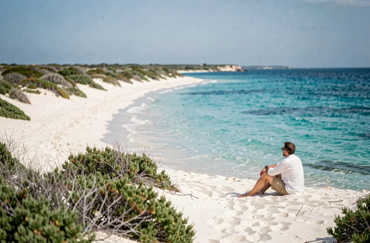 La plage de Treac'h Er Goured sur l'île de Houat, sable blanc immaculé et eau turquoise cristalline