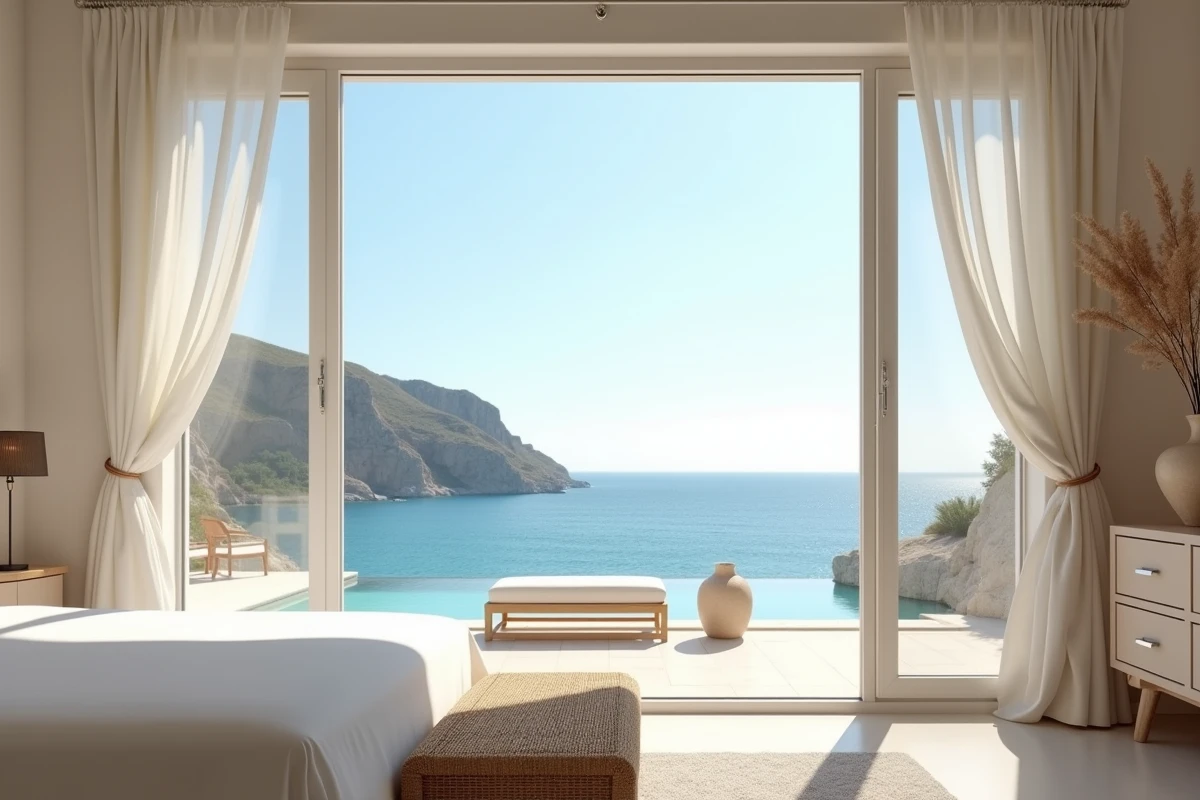 Suite d'hôtel cinq étoiles avec vue panoramique sur la mer à Porto Cervo, Sardaigne